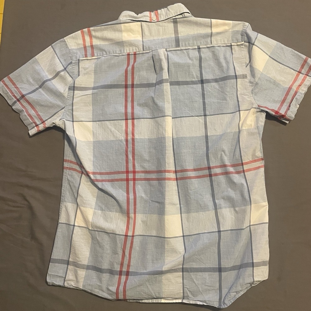 Barbour Douglas Short Sleeve Blue Plaid Cotton Button Shirt Men's XL - Picture 4 of 6